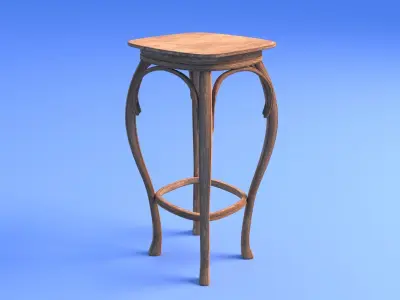 Art Nouveau Stool - rigged Low-poly 3D model