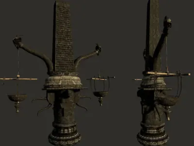 Massive Fantasy Torchholder Low-poly 3D model
