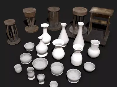 Pottery and Pottery Wheels  3D Model Pack