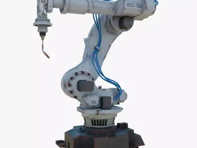 Industrial Welding Robot White Rusty Low-poly 3D model