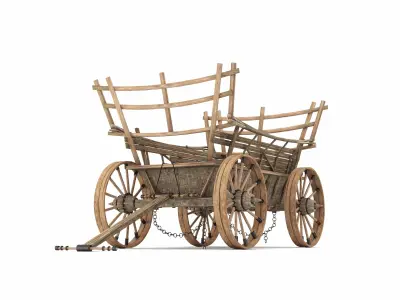 Old Wooden Cart 3D model get