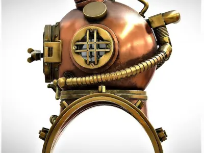 Old underwater hamlet Retro 3D model