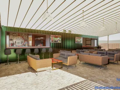 Container House Bar Low-poly 3D model