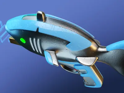 Original cartoon-style pulse gun for games 3D model