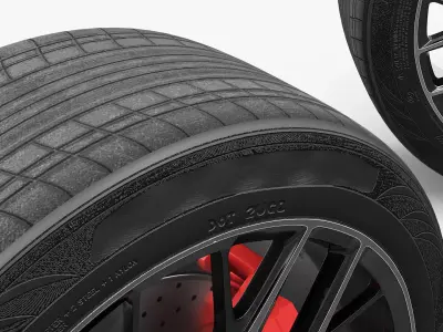 Modern Car Alloy Rim Multi Spoke Silver 3D model
