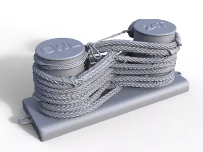 Rope on bollard for harbor tug 3D print model