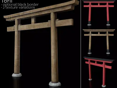 Japanese Torii gate  Low-poly 3D model