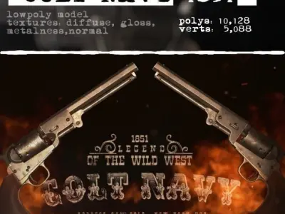 Colt Navy 1851 Low-poly 3D model purchase