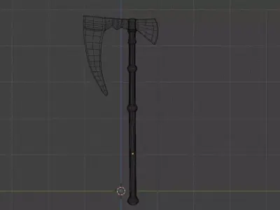 Double-Bladed Fantasy Axe  Low-poly 3D model