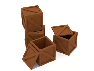 Wooden Crate Low-poly 3D model 10