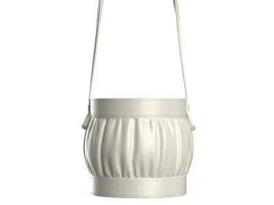 White Leather Round Basket Bag 3D model