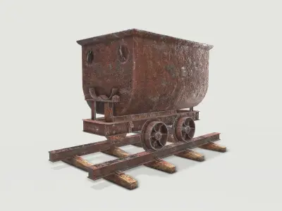 Mine wagon and rail Low-poly 3D model purchase