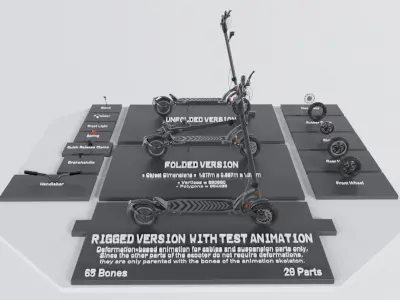 Rigged Offroad E-Scooter High-Poly Version 3D model