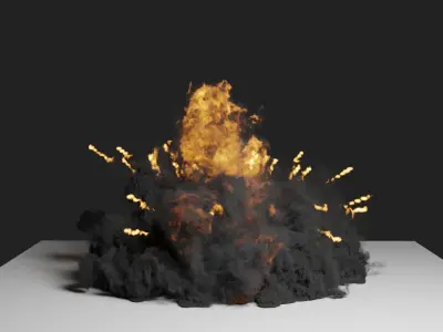 Grenade Dust Explosion Simulation Low-poly 3D model
