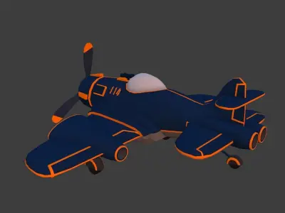 Cartoon low-poly airplane Low-poly 3D model buy