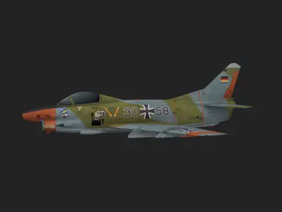 Italian aircraft  Fiat G-91 painted game model Low-poly 3D model Low-poly 3D model