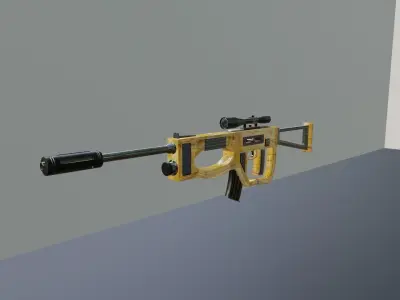 Space Sniper Rifle - Yellow Low-poly 3D model
