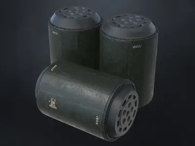 4 Scifi Storage Barrel Variations Low-poly 3D model