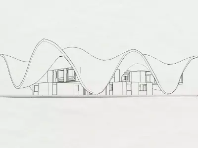 Modern Wave Roof Pavilion  Organic Architectural Structure  Free 3D model