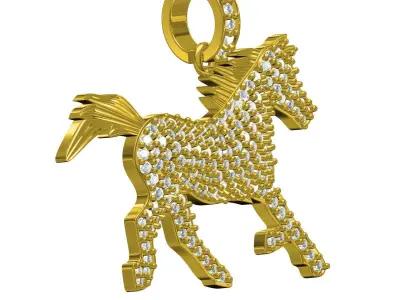 Antique Diamond Horse Pendant 3D print model