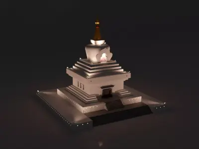 Buddha Temple Low-poly 3D model