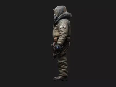 Apocalyptic Gas Mask Soldier Low-poly 3D model