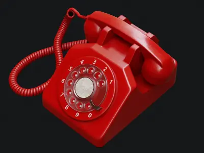 Low Poly PBR Rotary Phone Low-poly 3D model