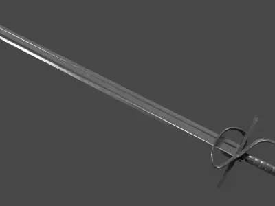 Langsax sword with Flamberge handle Low-poly 3D model