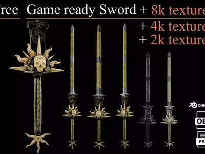 Free Game ready Sword PBR Low poly Free low-poly 3D model
