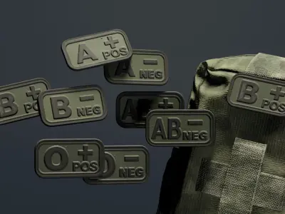 Blood Group Patches Low-poly 3D model