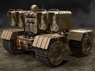 UGV Concept-3-Desert-Dirty Low-poly 3D model