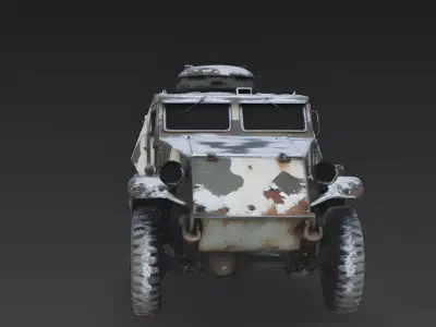 Realistic Abandoned Winter Armored Scout Car 3D Model Low-poly 3D model