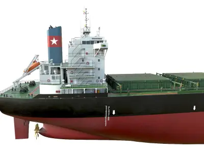 Bulk carrier Black with holds and reservoirs 3D model