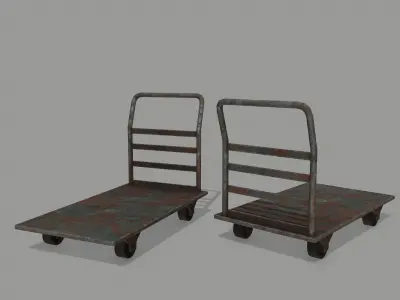 Trolley metal hand cart Low-poly 3D model