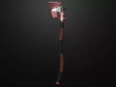 Red axe Low-poly 3D model