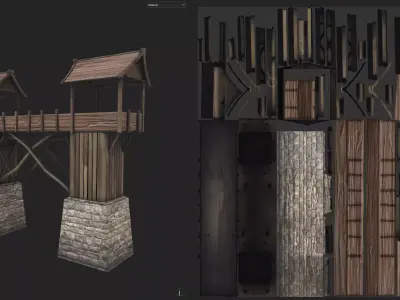 Medieval tower Stylized Free low-poly 3D model