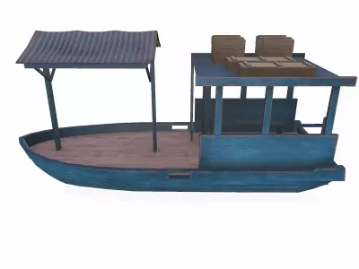 Wooden Boat 01 Low-poly PBR Low-poly 3D model