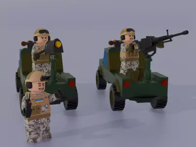 Lego style Ukrainian Air defense mobile group drone hunters 3D print model