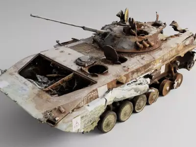 Destroyed BMP-2 amphibious infantry fighting vehicle  3D model