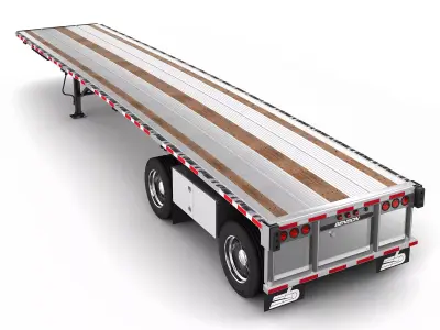 Kenworth W900 With the Flatbed Trailer 3D model