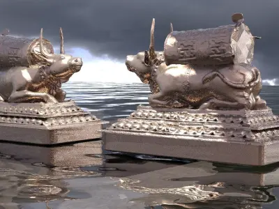 Fantasy Bull design mirrored design 3D model