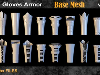 40 Gloves Armor Basemesh vol19 Low-poly 3D model