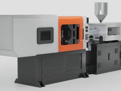 CNC Plastic Injection Molding Machine ready for animation Low-poly 3D model