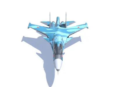 SU-34 Fullback Jet Fighter Aircraft Low-poly 3D model