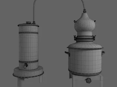 distiller two copper stills 3D model