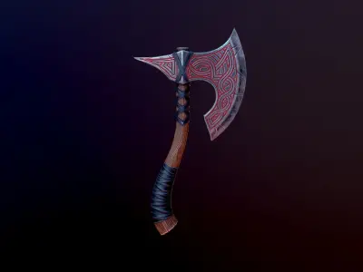 Viking battle axe Low-poly 3D model get
