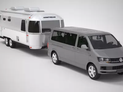 Airstream Land Yacht and Volkswagen Caravelle 3D model