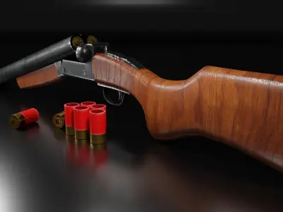 double barrel shotgun Low-poly 3D model buy