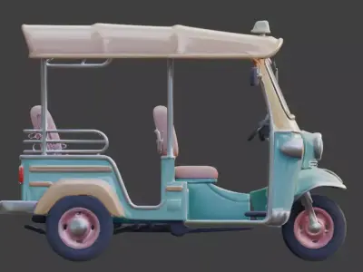 Pastel Tactical Easter Delivery Tuk Tuk 3D Model Low-poly 3D model
