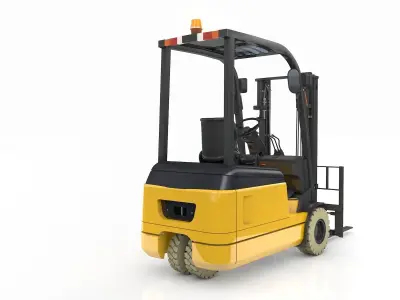 Forklift 3 Wheel Rigged 3D model